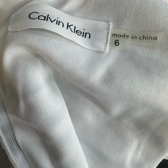 Calvin Klein Dress White Black Womens 6 Textured Striped Wave Bodycon Sleeveless - Picture 7 of 7